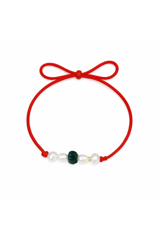 Carved Aventurine Real Pearl Rakhi