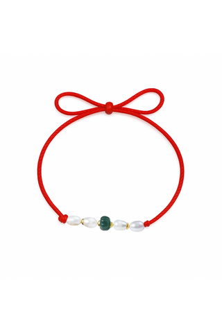 Round Carved Aventurine Real Pearl Rakhi