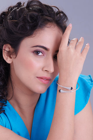 Nipura 925 Sterling Silver Cleo Zircon Blue Bangle