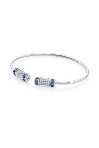 Nipura 925 Sterling Silver Barrel Blue Bangle