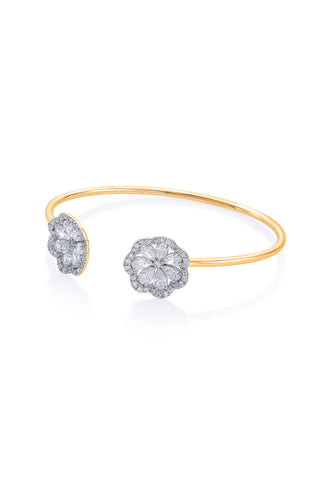 Nipura 925 Sterling Silver Floral Bloom Bangle- Golden