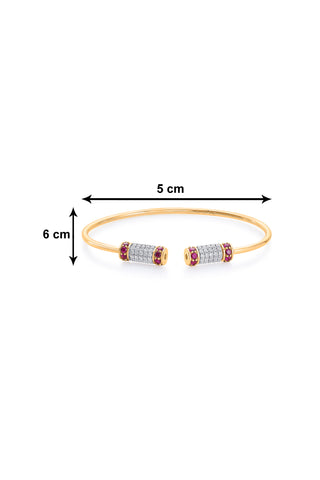 Nipura 925 Sterling Silver Barrel Red Bangle - Golden