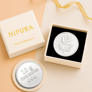 10g Flower Embossed Authentic 999  Pure Silver Coin, Round Shape | Nipura premium box