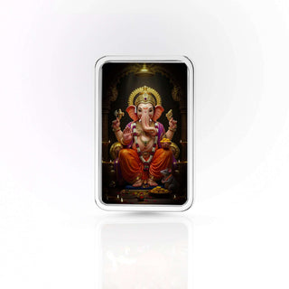 10g Lord Vinayaka – Divine Elegance 999 Purity Silver Bar (Acrylic Painted)