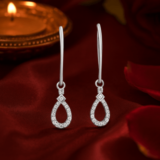 Teardrop 925 Sterling Silver CZ Earrings