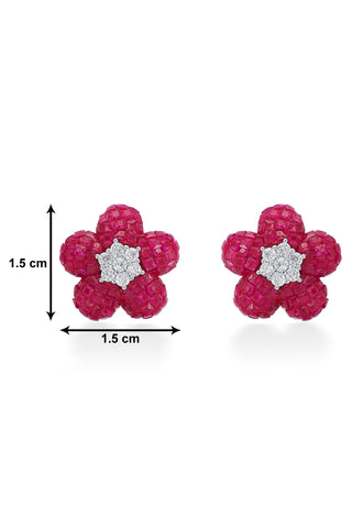 Nipura 925 Sterling Silver Pink Freesia Zircon Earrings