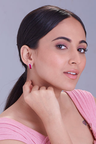 Nipura 925 Sterling Silver Pink Marzia Zircon Earrings