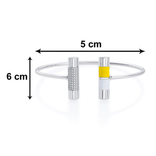 Nipura 925 Sterling Silver Bar Yellow Enamel Bangle