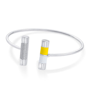 Nipura 925 Sterling Silver Bar Yellow Enamel Bangle
