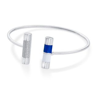 Nipura 925 Sterling Silver Bar Blue Enamel Bangle