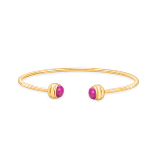 Nipura 925 Sterling Silver Button Pink Bangle- Golden