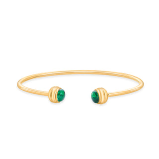 Nipura 925 Sterling Silver Button Green Bangle-Golden