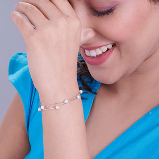 Venus Beaded Pearl 925 Sterling Silver Bracelet