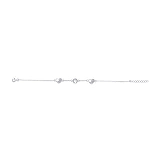Sparkling 925 Sterling Silver Heart Bracelet with White CZ Stones