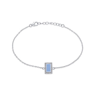 Elegant Blue Enamel 925 Sterling Silver Bracelet