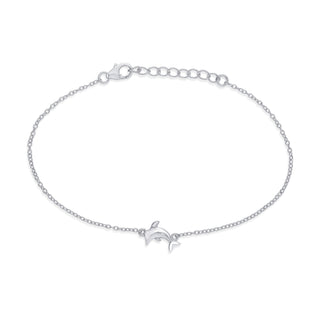Plain Dolphin 925 Sterling Silver Bracelet