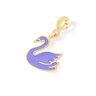 Purple Swan Charm 925 Sterling  Silver Pendant(without chain)