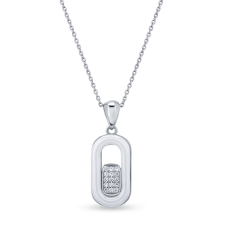 Geometric Zircon 925 Sterling Silver Pendant Set