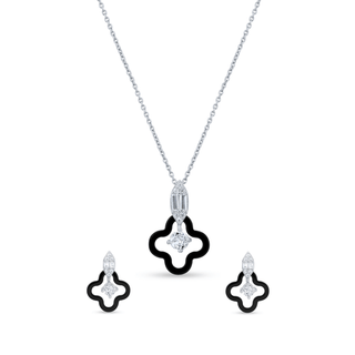 Black Clover 925 Sterling Silver Pendant Set
