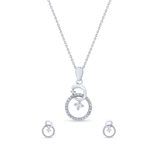 Zircon Ring 925 Sterling Silver Pendant Set