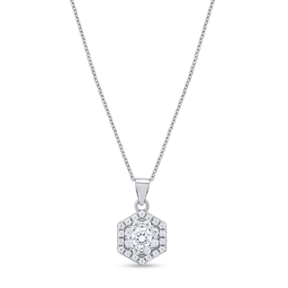 Hexagon Zircon 925 Sterling Silver Pendant Set