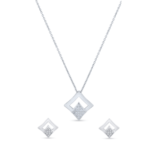 Diamond Cut Zircon 925 Sterling Silver Pendant Set