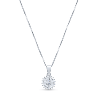 Radiant Bloom 925 Sterling  Silver Zircon Pendant Set
