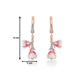 Nipura 925 Sterling Silver Pink Orchid Enamel Bali Earrings