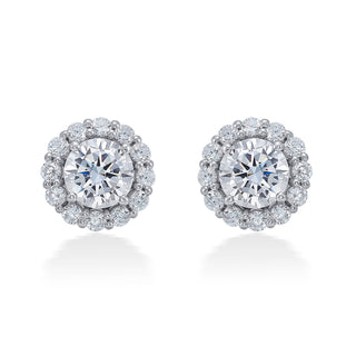 Zircon 925 Sterling Silver Halo Stud Earrings