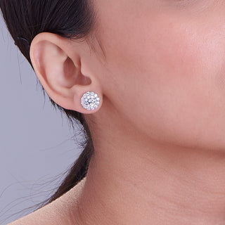 Zircon 925 Sterling Silver Halo Stud Earrings