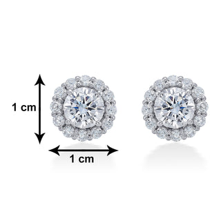Zircon 925 Sterling Silver Halo Stud Earrings