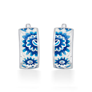Nipura 925 Sterling Silver Colour Pop Blue Enamel Bali Earrings