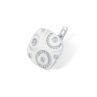 Celestial White Enamel 925 Sterling Silver Bali Earrings