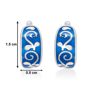 Butterfly Blue Enamel 925 Sterling Silver Bali Earrings