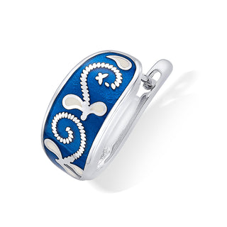 Butterfly Blue Enamel 925 Sterling Silver Bali Earrings