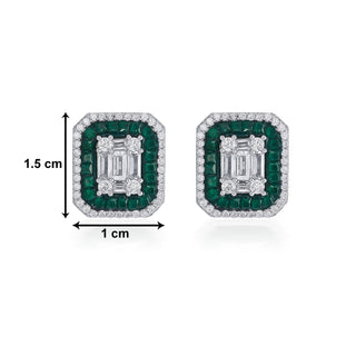 Nipura 925 Silver Green Casper Zircon  Earrings| Sterling silver | Invisible set jewelry|Baguette| 925 silver gemstone studs for women |Fashionable modern earrings |
