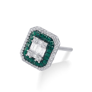 Nipura 925 Silver Green Casper Zircon  Earrings| Sterling silver | Invisible set jewelry|Baguette| 925 silver gemstone studs for women |Fashionable modern earrings |