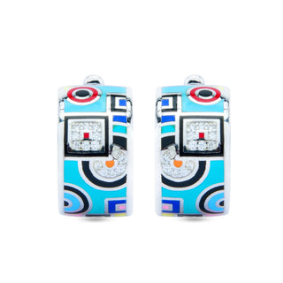 Infinity Puzzle 925 Sterling Silver Enamel Bali Earrings