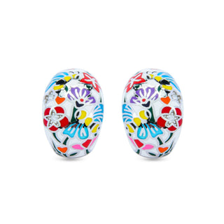 Bloom of Dawn Enamel 925 Sterling Silver Bali Earrings