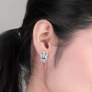 Bloom of Dawn Enamel 925 Sterling Silver Bali Earrings
