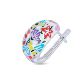 Bloom of Dawn Enamel 925 Sterling Silver Bali Earrings