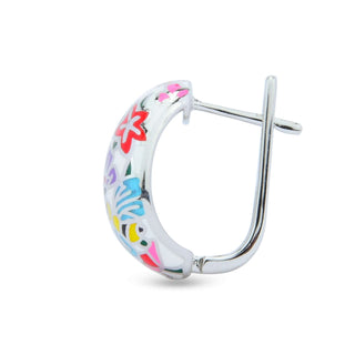 Bloom of Dawn Enamel 925 Sterling Silver Bali Earrings