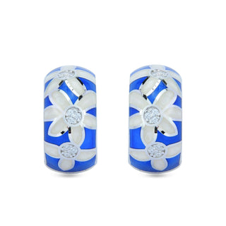 Mist Bloom 925 Sterling  Silver Enamel Bali Earrings