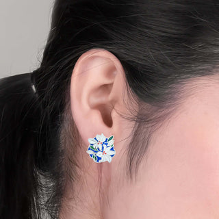 Casablanca 925 Sterling Silver Enamel Bali Earrings