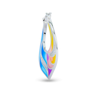 Hawaiian Waves 925 Sterling Silver Enamel Bali Earrings
