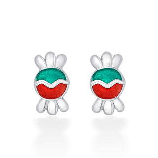Nipura 925 Sterling Silver Green-red Toffee Twinkle Studs for Kids