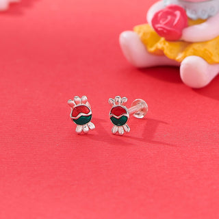 Nipura 925 Sterling Silver Green-red Toffee Twinkle Studs for Kids