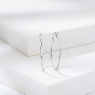 Luminous 925 Sterling Silver Hoop Earrings- Medium