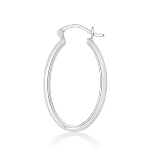 Oval Shaped Small 925 Sterling Silver Hoop Earrings
