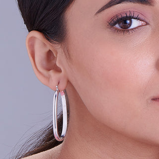 Oval Hoop 925 Sterling Silver Earrings- Medium